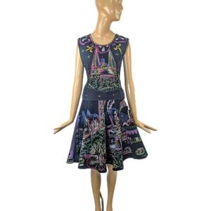 Vintage 1950s black velvet‎ hand painted skirt and top set, Mid Century Mexican